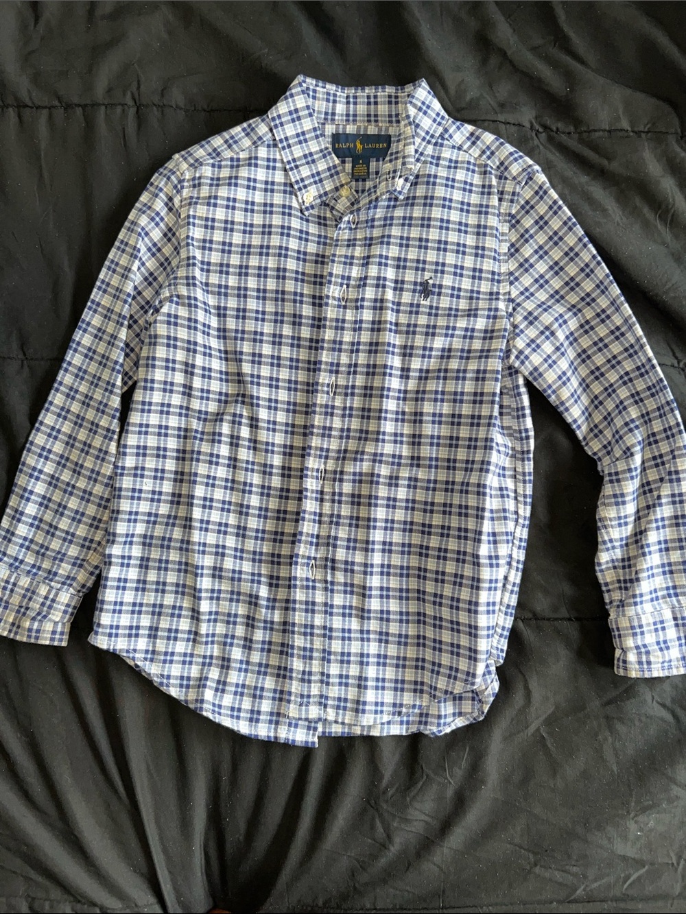Ralph Lauren White & Blue Plaid Button-Down Shirt